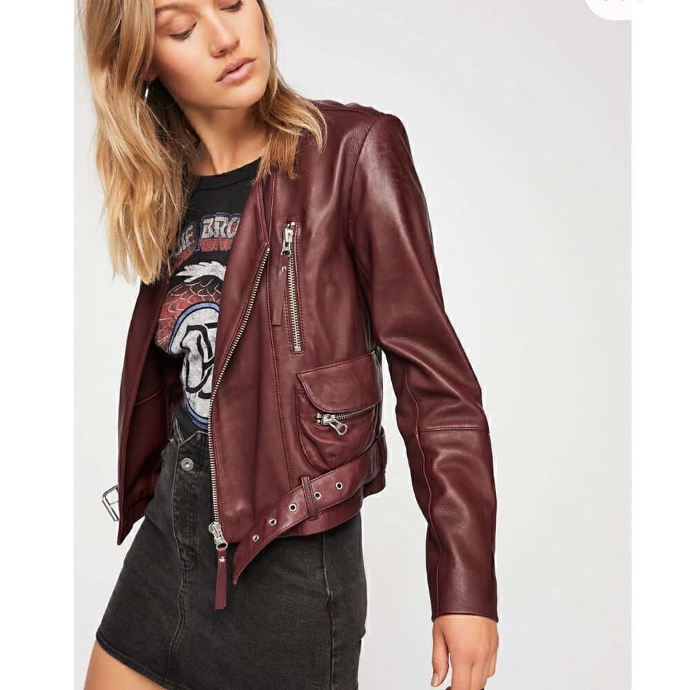 Free People Victory Leather Moto Jacket/Size M